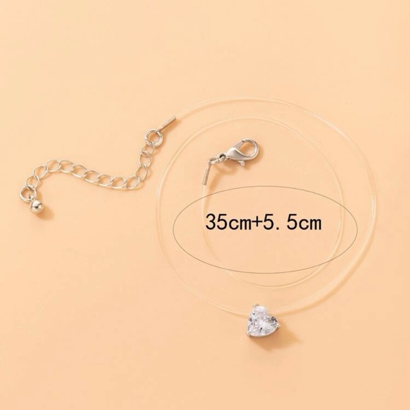 Cubic Zirconia Heart Charm Necklace - Picture 4 of 5